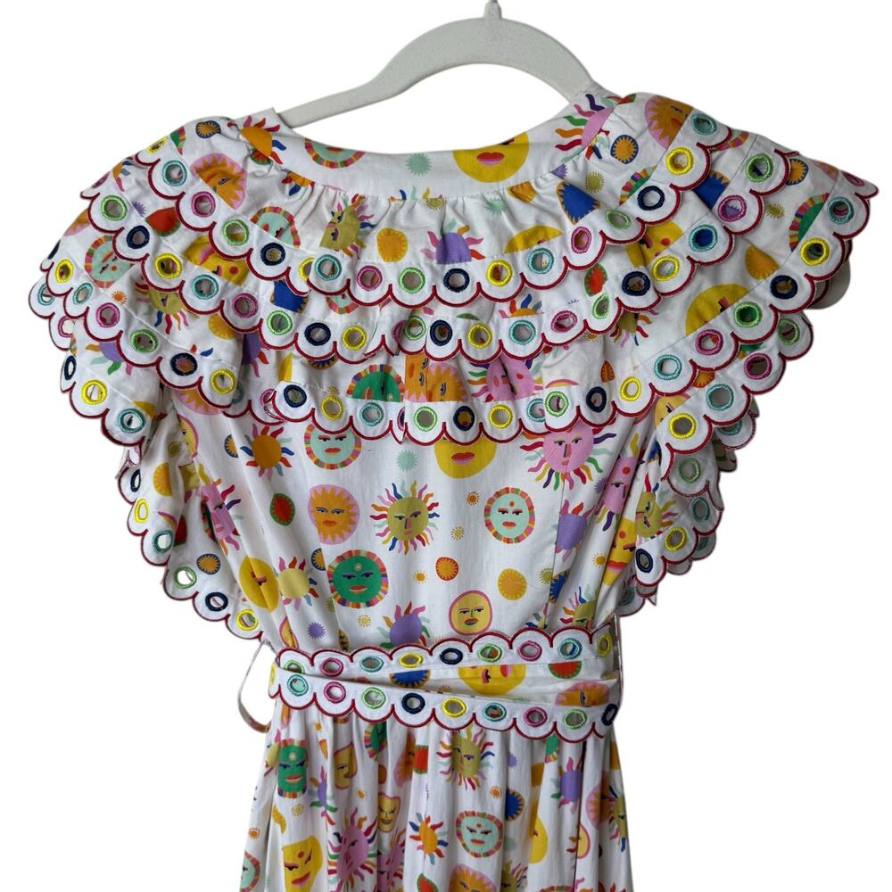 CeliaB Tervos Dress White Moon  Print Scallops Small - Picture 9 of 10